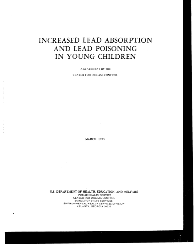 Increased Lead Absorption and Lead Poisoning in Young Children, 1975